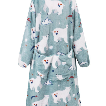 Fuzzy Pocketed Long Sleeve Hooded Lounge Dress - Image 14