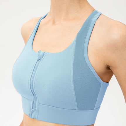 Zip-Up Round Neck Sports Bra - Image 5