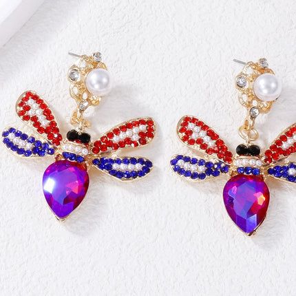 Natural Stone Bee Dangle Earrings - Image 7