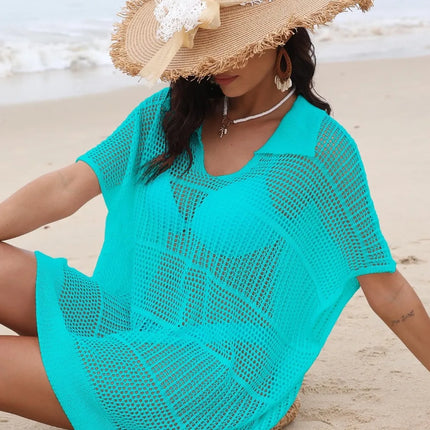 Hollow Out Collared Neck Cover-Up - Image 14