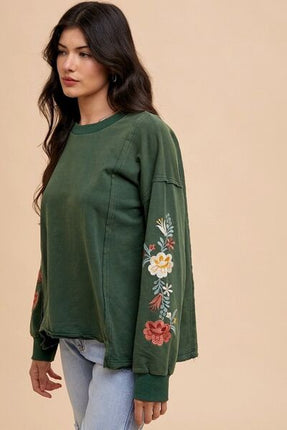 Annie Wear Embroidered Long Sleeve French Terry Top - Image 2