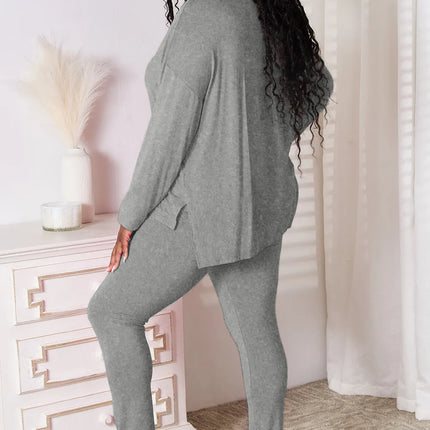 Basic Bae Bamboo Full Size V-Neck Long Sleeve Top and Pants Lounge Set - Image 4