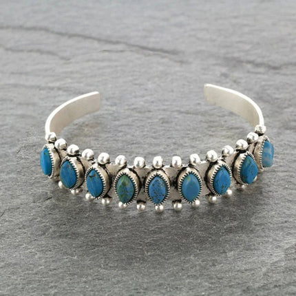 Artificial Turquoise Alloy Open Bracelet - Image 4