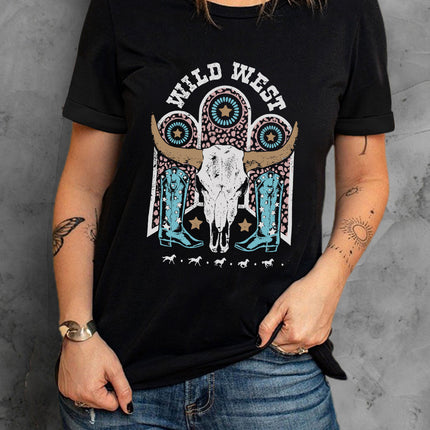 WILD WEST Graphic Short Sleeve Tee Shirt - Image 1