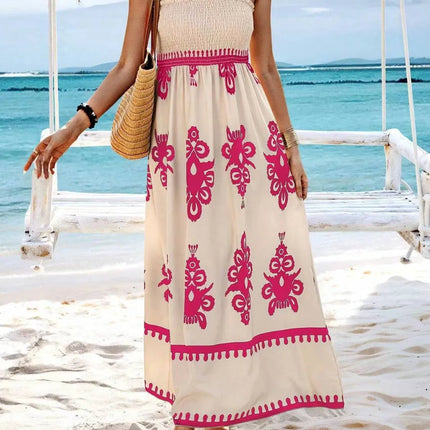 Smocked Printed Wide Strap Maxi Dress - Image 24