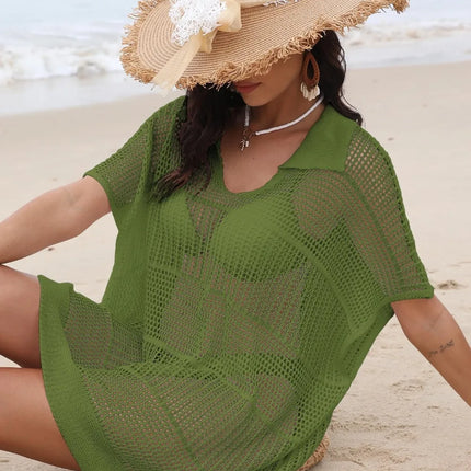 Hollow Out Collared Neck Cover-Up - Image 20