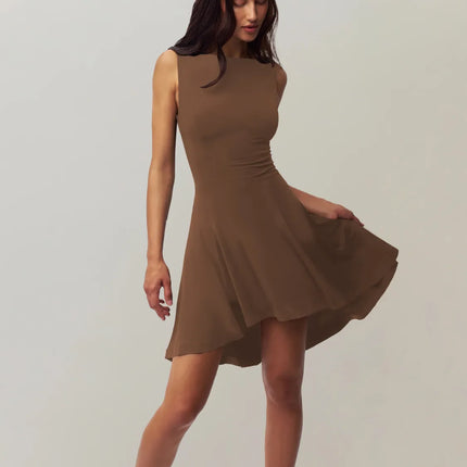 High-Low Round Neck Sleeveless Dress - Image 17
