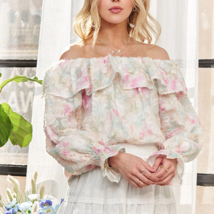 ADORA Ruffled Off Shoulder Floral Blouse - Image 4
