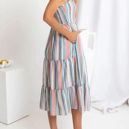 Contrast Striped Square Neck Cami Dress - Image 6