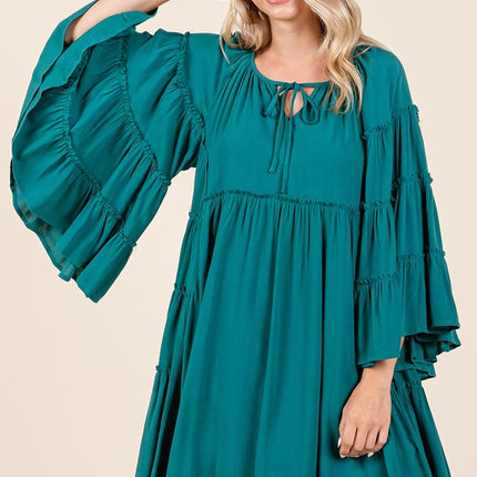 Mittoshop Frill Tie Neck Bell Sleeve Dress - Image 3