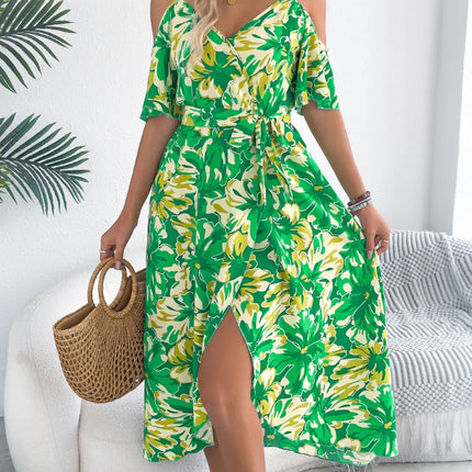 Printed Cold Shoulder Midi Cami Dress - Image 11