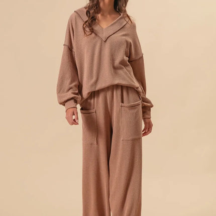 BiBi 2tone Cord Rib Waist Band Side Pocket Pants - Image 4