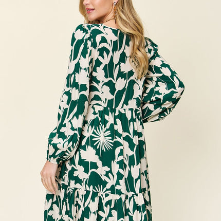 Double Take Full Size Printed Ruffle Hem Dress with Pocket - Image 2