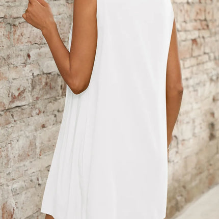 Tied Front Pleated Sleeveless Mini Dress - Image 24