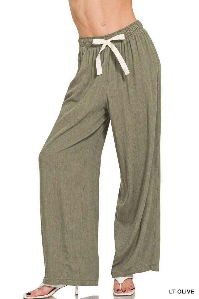 Zenana Linen Drawstring Pants