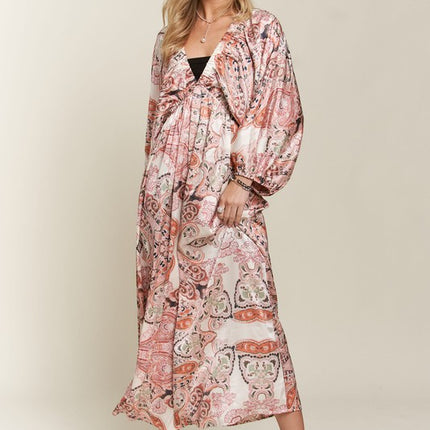 ADORA Printed V-Neck Batwing Sleeve Dress - Image 3