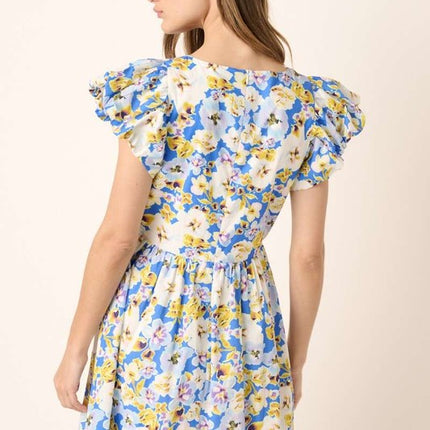Mittoshop Floral V-Neck Cap Sleeve Mini Dress - Image 2