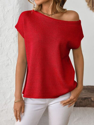 Mandy Boat Neck Short Sleeve Knit Top - Image 5