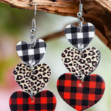 Printed PU Leather Dangle Earrings - Image 1