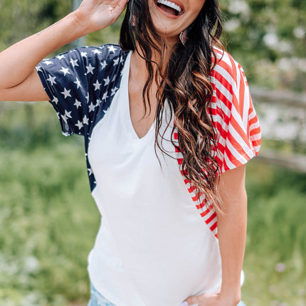 US Flag V-Neck Tee Shirt - Image 5