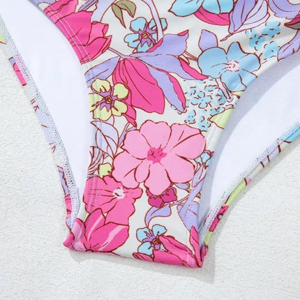 Floral Ruffle Trim Tummy Control One Piece Swimsuit - Image 10