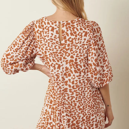 Mittoshop Animal Print Puff Sleeve Mini Dress - Image 3