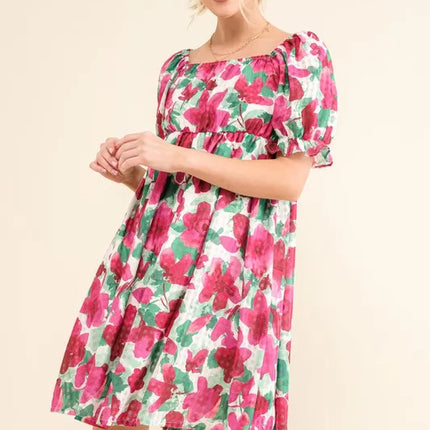 And The Why Smocked Floral Ruffle Short Sleeve Mini Dress - Image 6