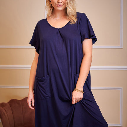 Plus Size Round Neck Short Sleeve Lounge Dress - Image 9