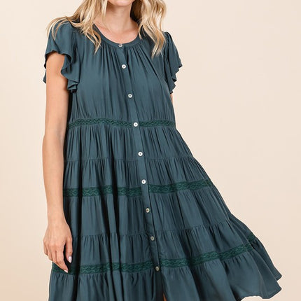 Mittoshop Lace Detail Ruffled Button Down Tiered Dress - Image 2
