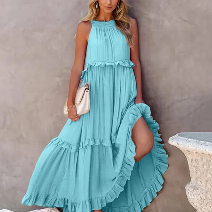 Ruffled Sleeveless Tiered Maxi Dress with Pockets - Image 20