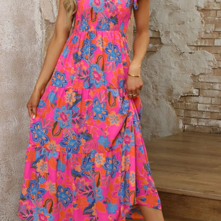 Boho Floral V Neck Ruffle Tiered Dress - Image 9