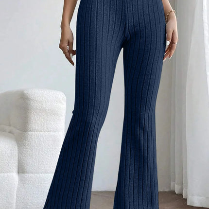 Basic Bae Full Size Ribbed High Waist Flare Pants - Image 11