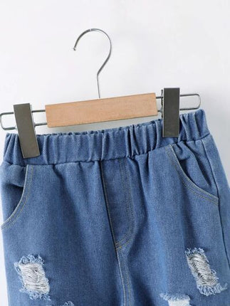 Dinosaur Round Neck Long Sleeve Top and Distressed Pants Set - Image 5