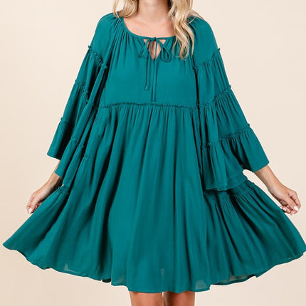 Mittoshop Frill Tie Neck Bell Sleeve Dress - Image 4