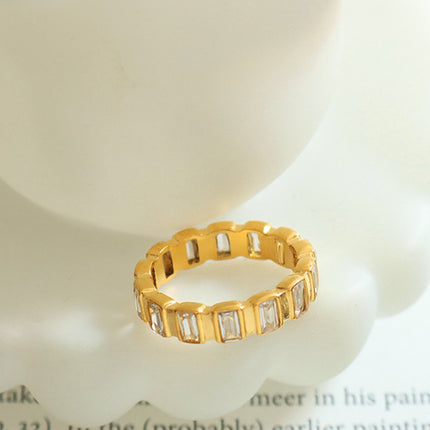 Titanium Steel Inlaid Zircon Ring - Image 3