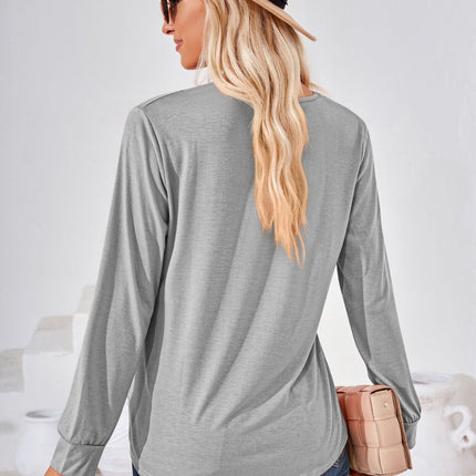 Square Neck Ruched Long Sleeve Blouse - Image 2