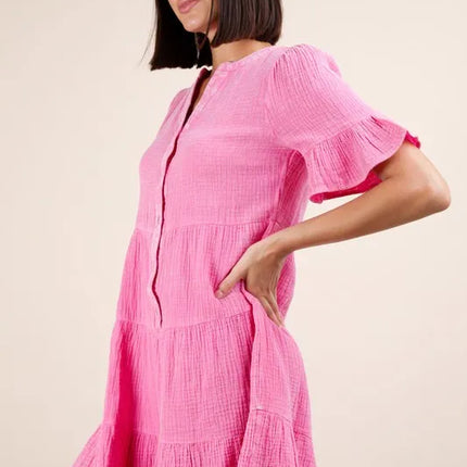 VERY J Plus Size Mineral Washed Woven Mini Dress - Image 2