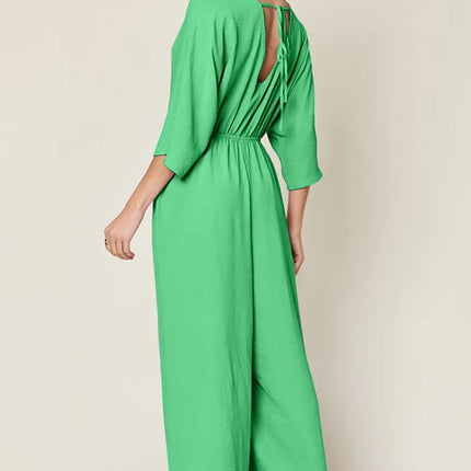 Double Take Full Size Surplice Wide Leg Jumpsuit with Pockets - Image 15