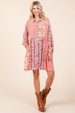 Mittoshop Floral Button Detail Long Sleeve Shirt Dress - Image 6