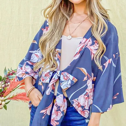 And The Why Front Tie Knot Floral Print Top - Image 2