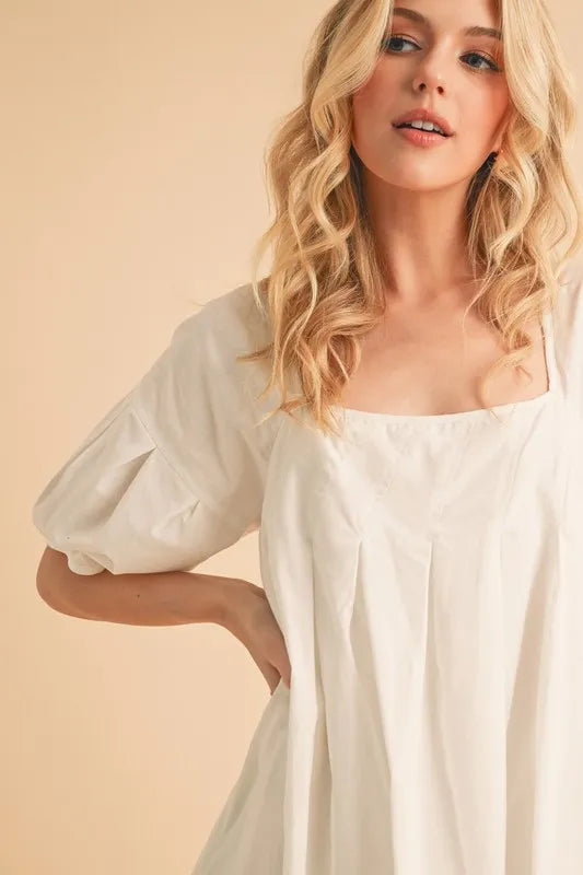 Aemi + Co Square Neck Babydoll Dress with Pockets