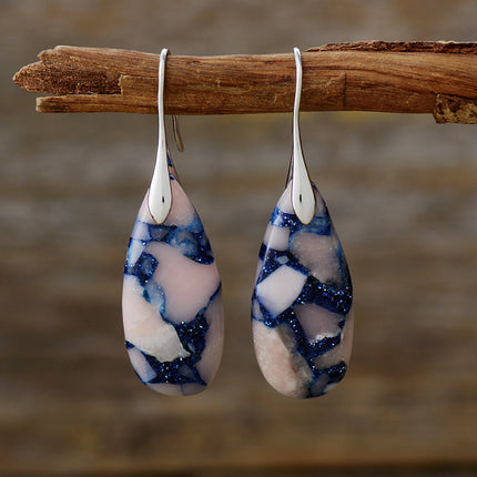 Teardrop Shape Natural Stone Dangle Earrings - Image 3