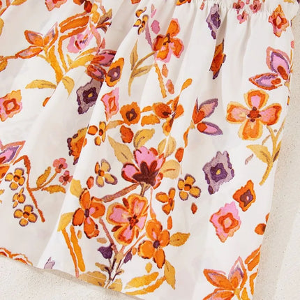 Printed Tie Neck Cap Sleeve Mini Dress - Image 11