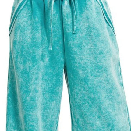 Zenana Acid Wash Fleece Palazzo Sweatpants with Pockets - Image 2