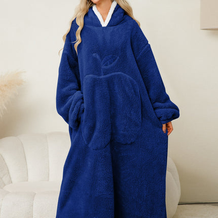 Pocketed Contrast Long Sleeve Hooded Lounge Dress - Image 22