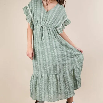 VERY J Embroidered Boho Ruffled Midi Dress - Image 5