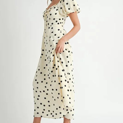 MABLE Polka Dot Puff Sleeve Midi Dress - Image 6