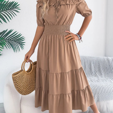 Smocked Off-Shoulder Tiered Dress - Image 12