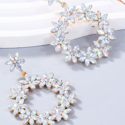 Rhinestone Flower Dangle Earrings - Image 2