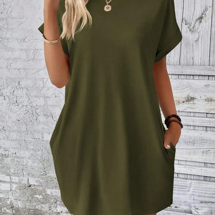 Round Neck Short Sleeve Mini Dress - Image 28
